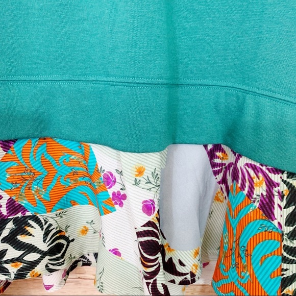 Anthropologie Little Yellow Button Teal Tunic Contrast Panel - Picture 3 of 6